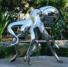stainless steel mirror finishing large art octopus sculpture